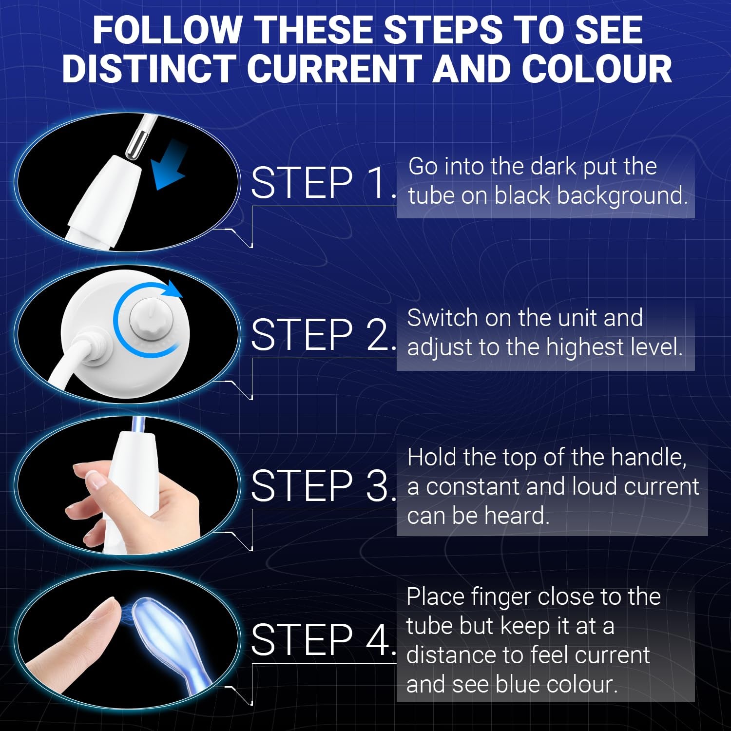 Transform Your Skin at Home with the High Frequency Facial Wand - Portable Handheld Blue Skin Care Device with 4 Glass Tubes