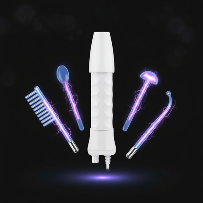 Transform Your Skin at Home with the High Frequency Facial Wand - Portable Handheld Blue Skin Care Device with 4 Glass Tubes