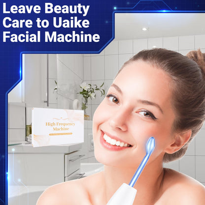 Transform Your Skin at Home with the High Frequency Facial Wand - Portable Handheld Blue Skin Care Device with 4 Glass Tubes